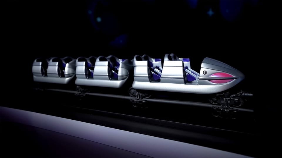This is model of the ride carriage guests will be on at Space Mountain Earthrise
